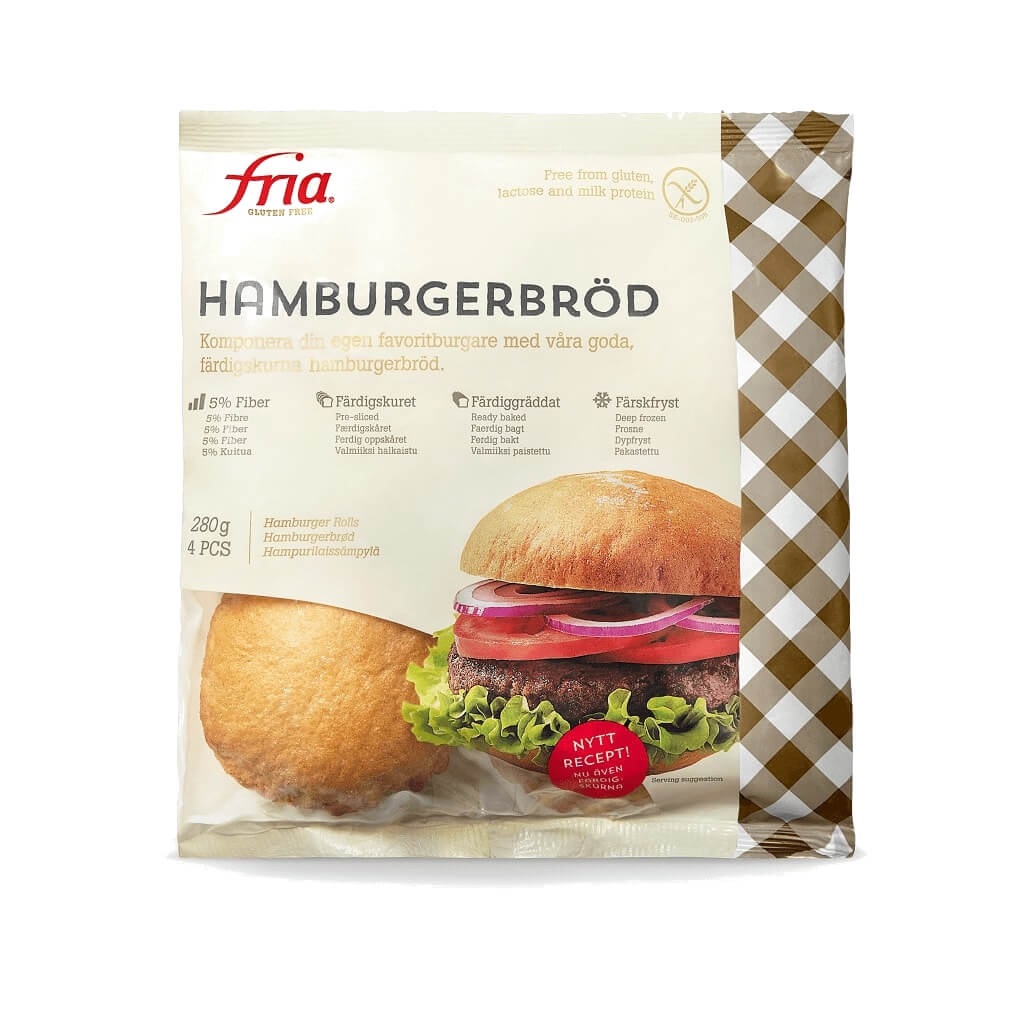 Glutenfritt Hamburgerbröd 8x4 st